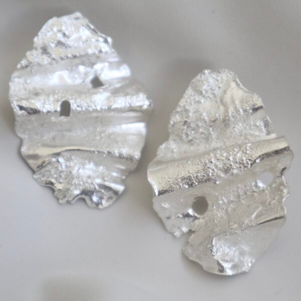 -Silver leaf earrings- - Image 5