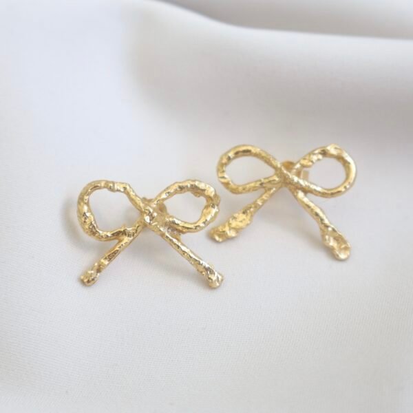 -Gold bow tie earrings-