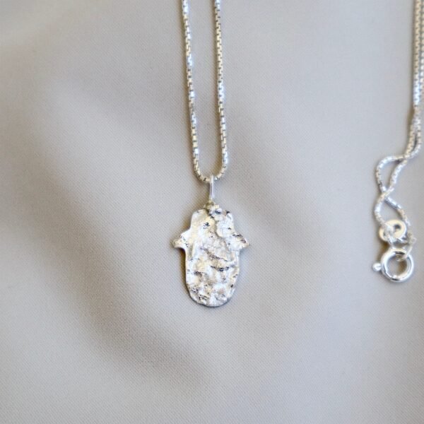 -Silver hamsa necklace- - Image 3